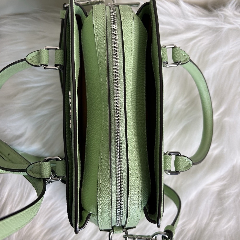 Coach Mini Darcie Carryall Pistachio Green Crossgrain Leather Satchel Excellent - Picture 6 of 14